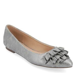 Journee Collection Women Ballet Flats Judy Size US 9 Pewter Faux Leather